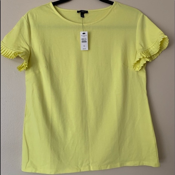 NEW Talbots Ruffles Short Sleeves Yellow Size SP - Picture 7 of 8